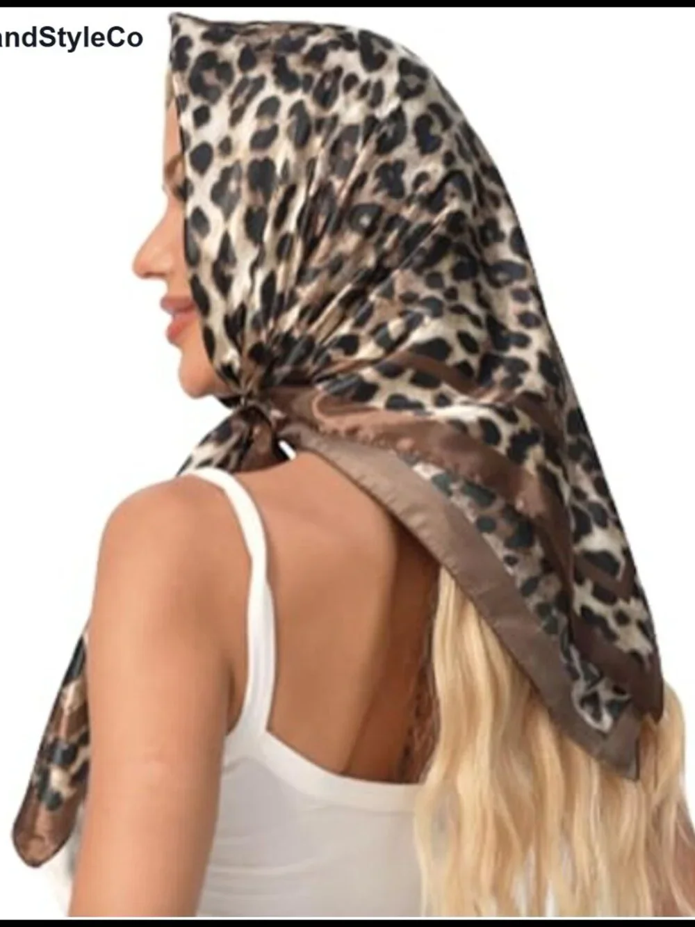 Silky Satin Square Head Scarf 35x35 Leopard Print Hair Neck Scarf for Women